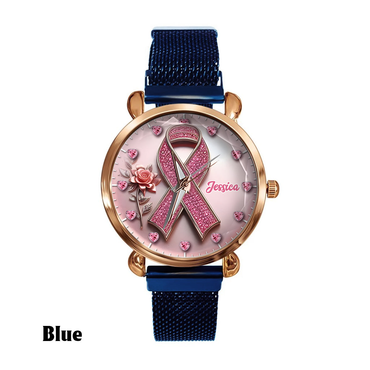 Foi, Espoir, Amour - Montre-bracelet personnalisée pour femmes, sensibilisation au cancer du sein