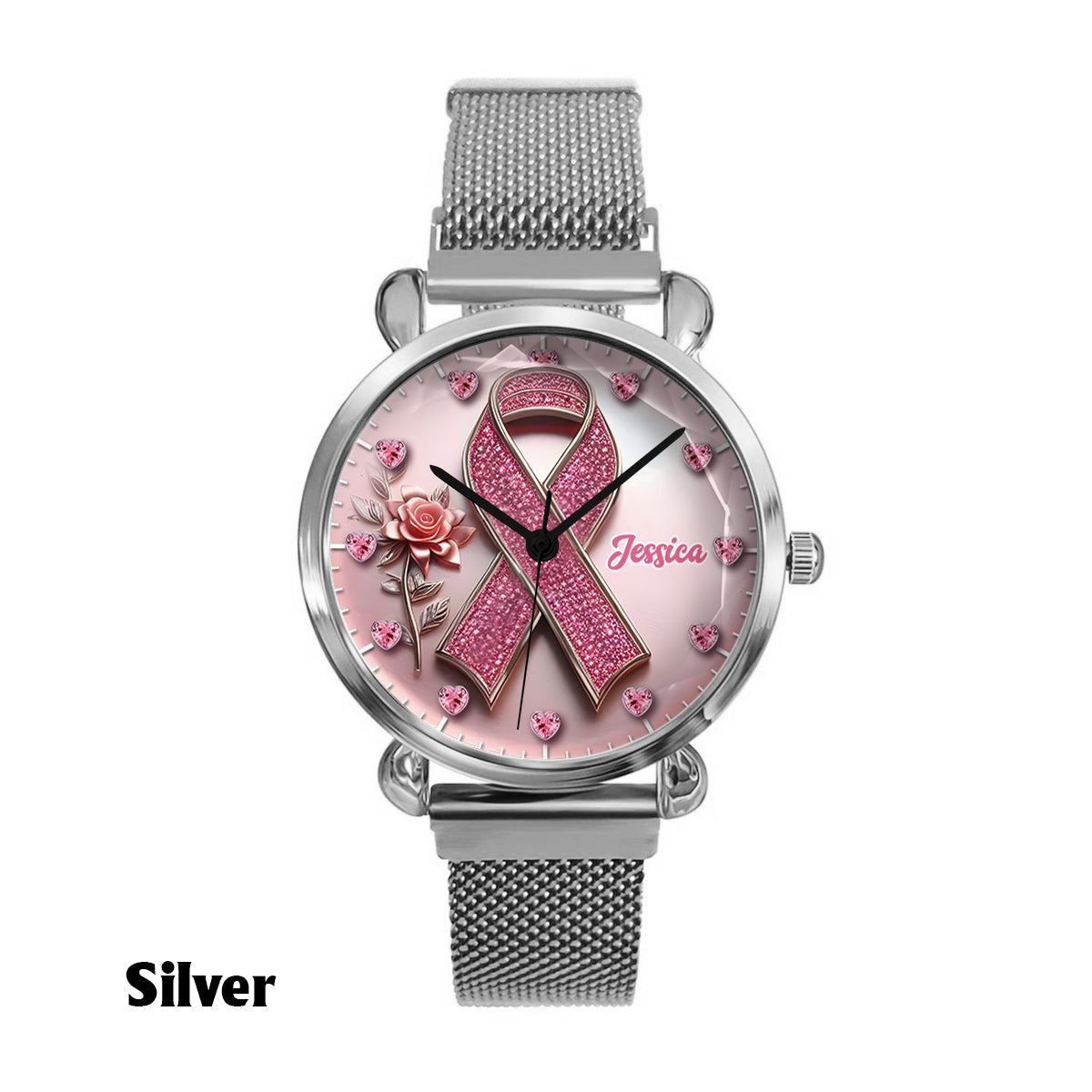 Foi, Espoir, Amour - Montre-bracelet personnalisée pour femmes, sensibilisation au cancer du sein