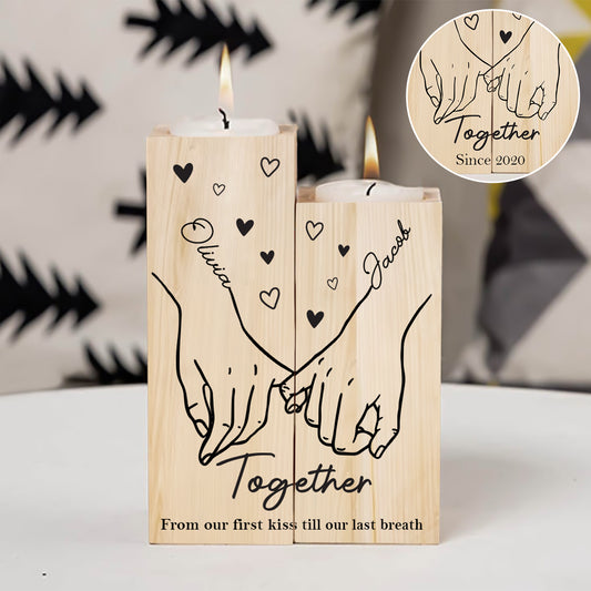Ensemble, de notre premier baiser jusqu'à notre dernier souffle - Porte-bougies personnalisé pour couples