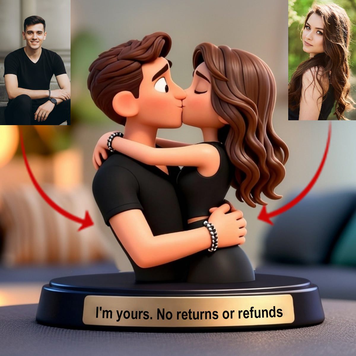 Aucun retour ni remboursement - Plaque acrylique personnalisée pour couple