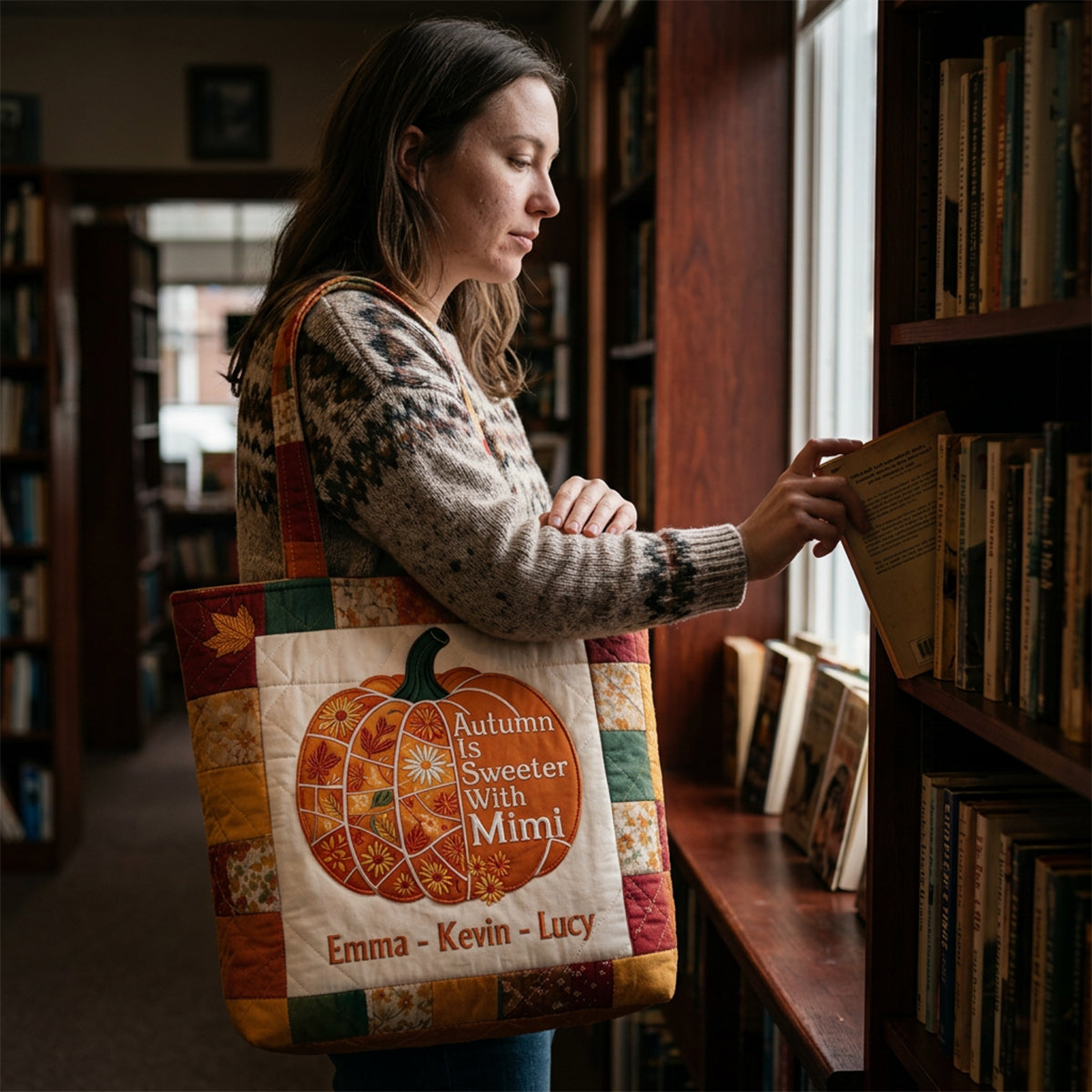 Autumn Is Sweeter With Mimi - Personalized Grandma Quilted Tote Bag