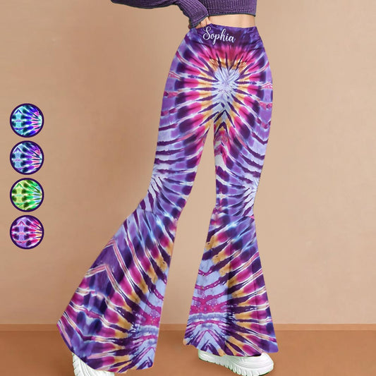 Leggings évasés hippies personnalisés style tie-dye