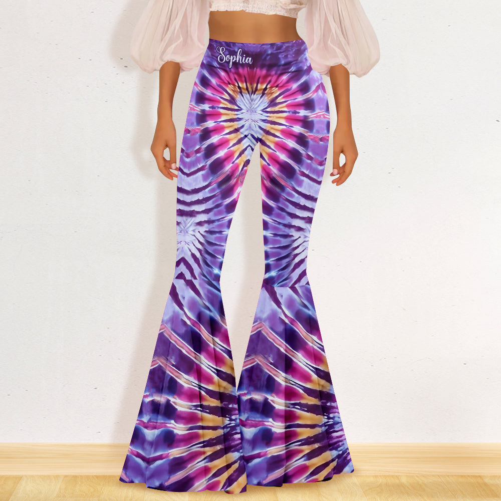 Tie-Dye Vibe - Personalized Hippie Flare Leggings