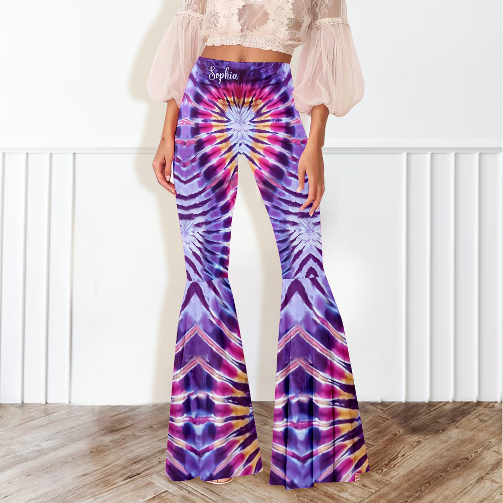 Tie-Dye Vibe - Personalized Hippie Flare Leggings