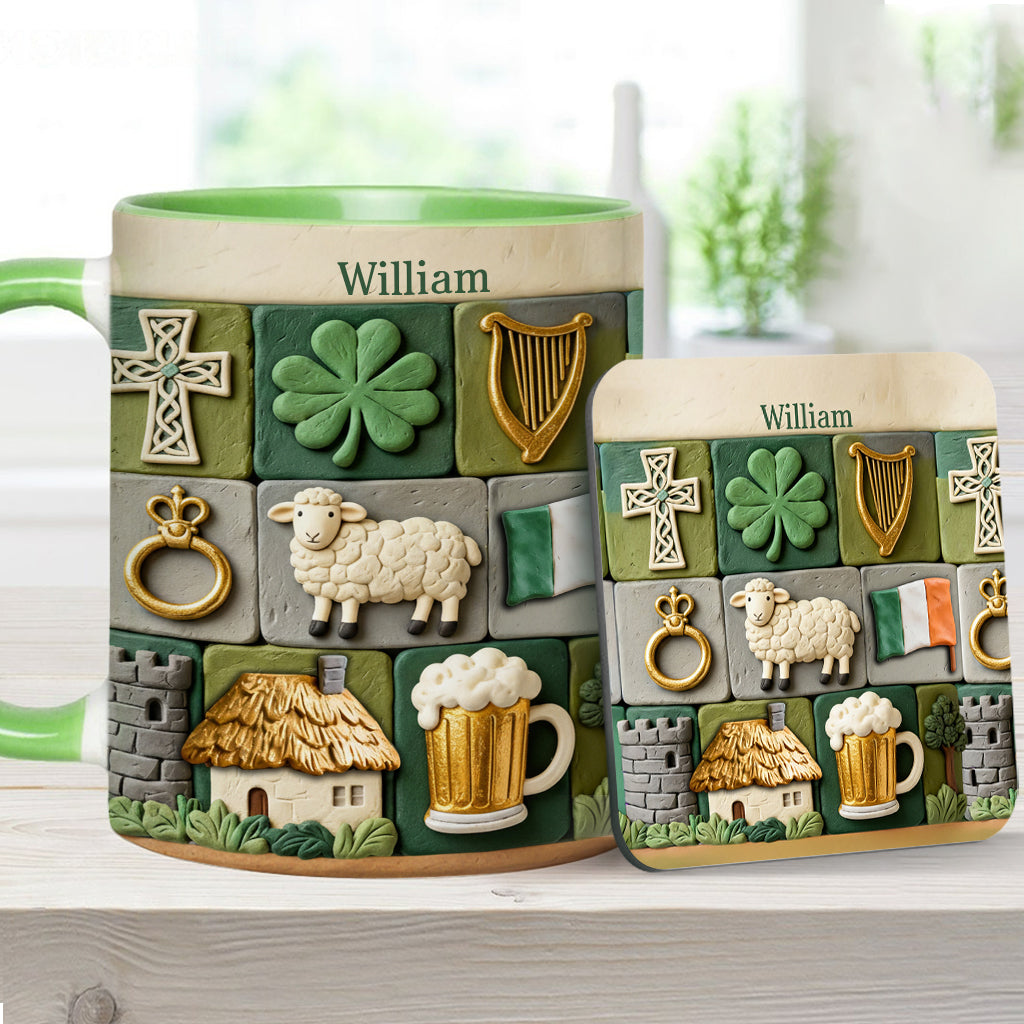 Héritage irlandais - Mug et sous-verre personnalisés avec accent irlandais