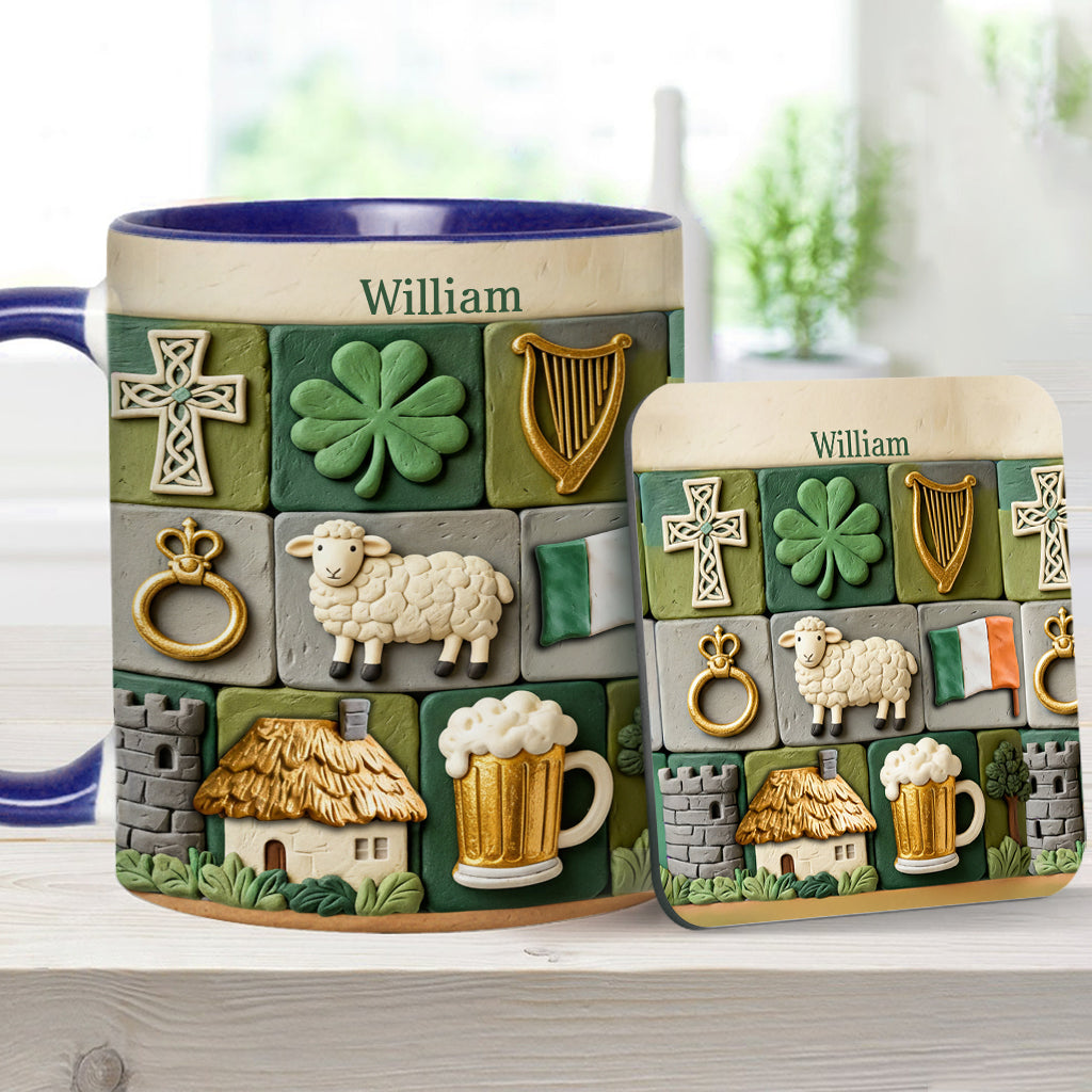 Héritage irlandais - Mug et sous-verre personnalisés avec accent irlandais