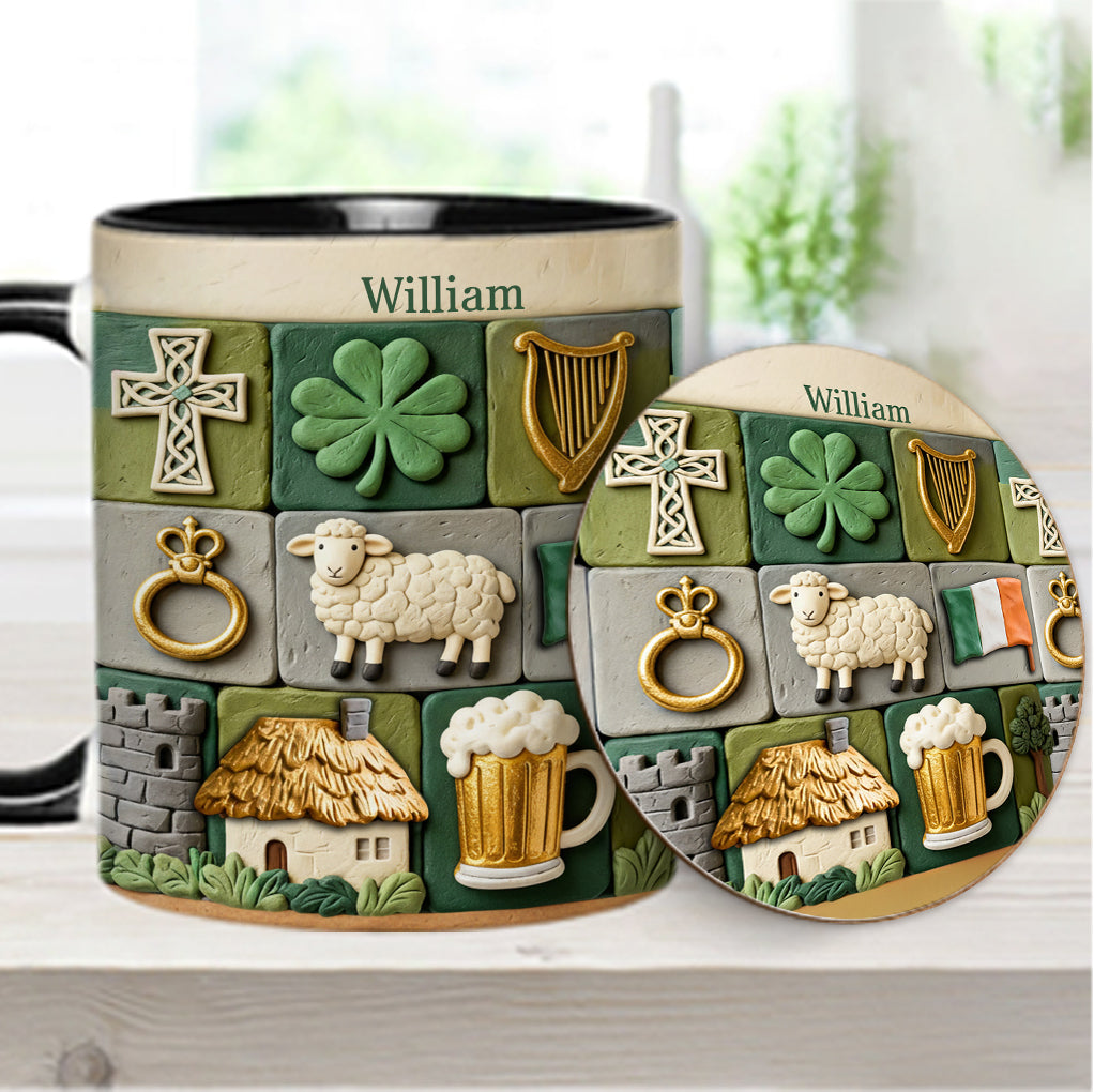 Héritage irlandais - Mug et sous-verre personnalisés avec accent irlandais