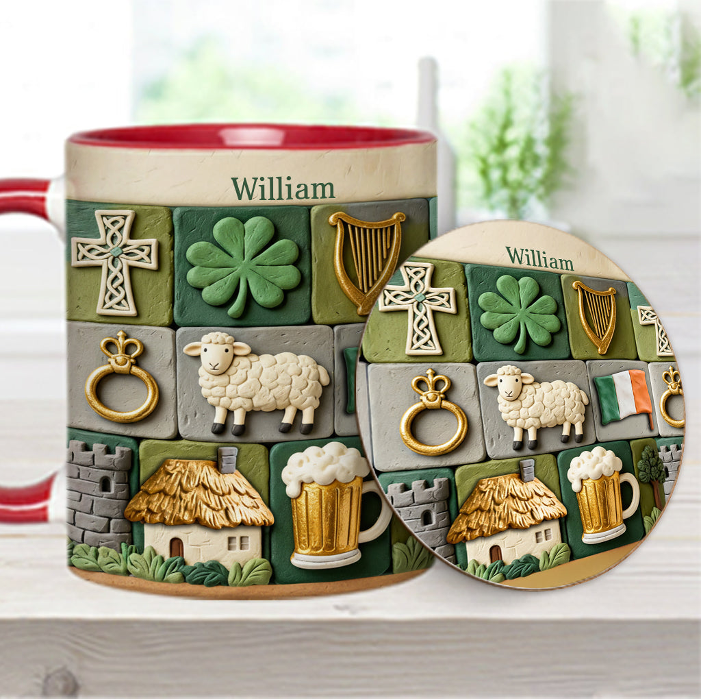 Héritage irlandais - Mug et sous-verre personnalisés avec accent irlandais