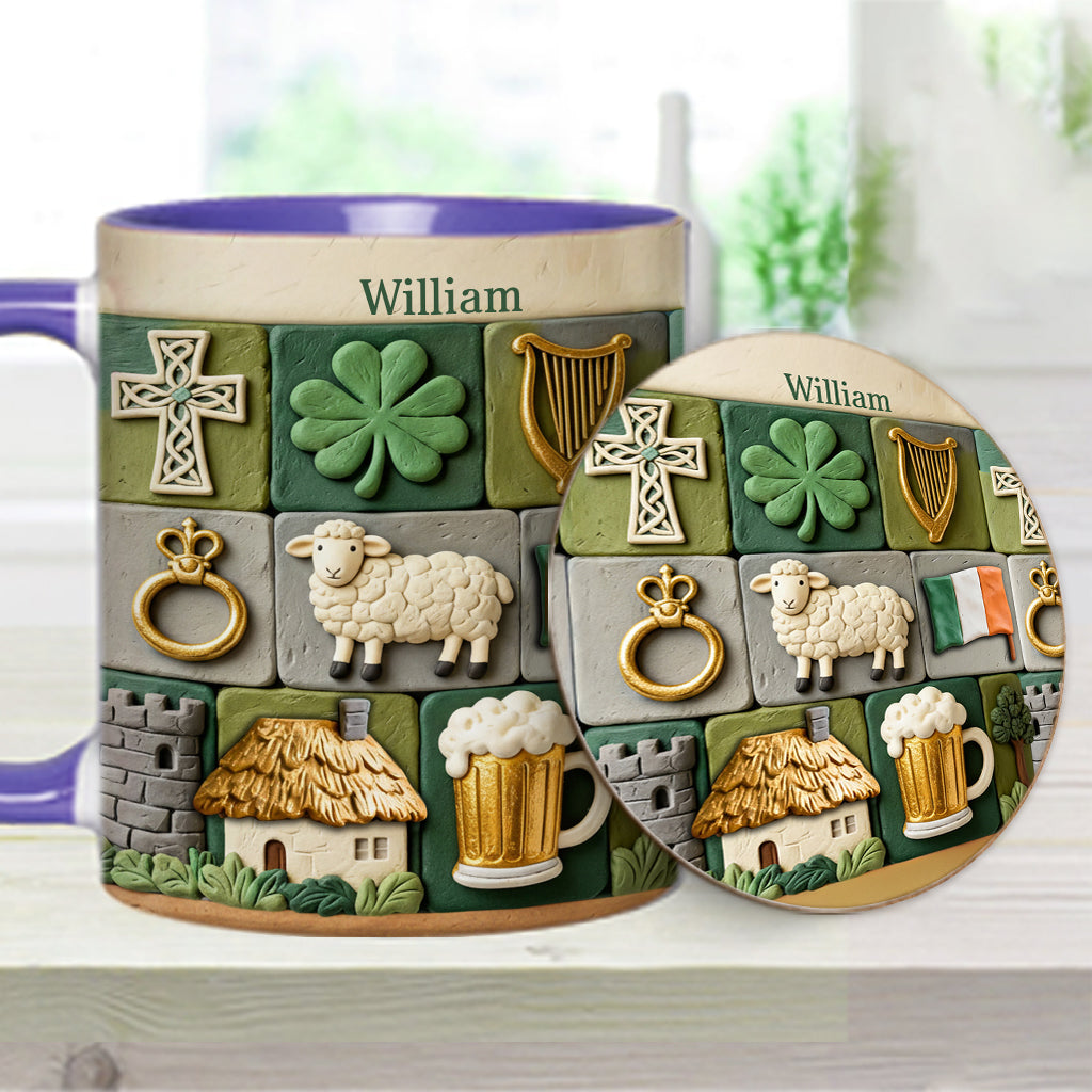 Héritage irlandais - Mug et sous-verre personnalisés avec accent irlandais