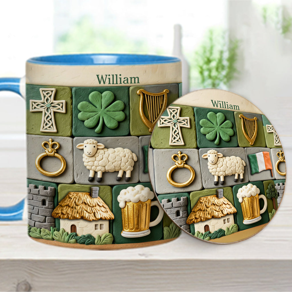 Héritage irlandais - Mug et sous-verre personnalisés avec accent irlandais