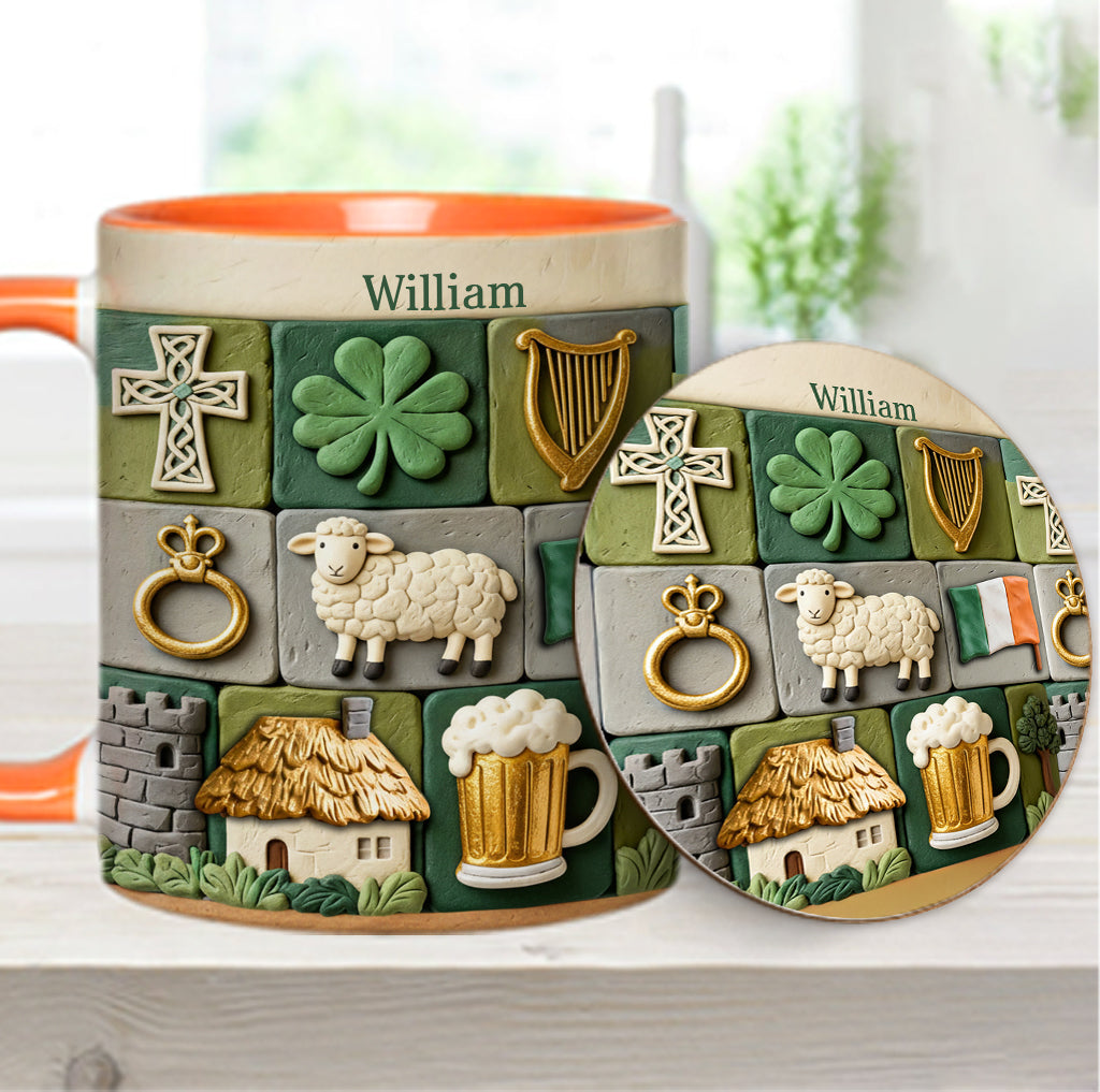 Héritage irlandais - Mug et sous-verre personnalisés avec accent irlandais