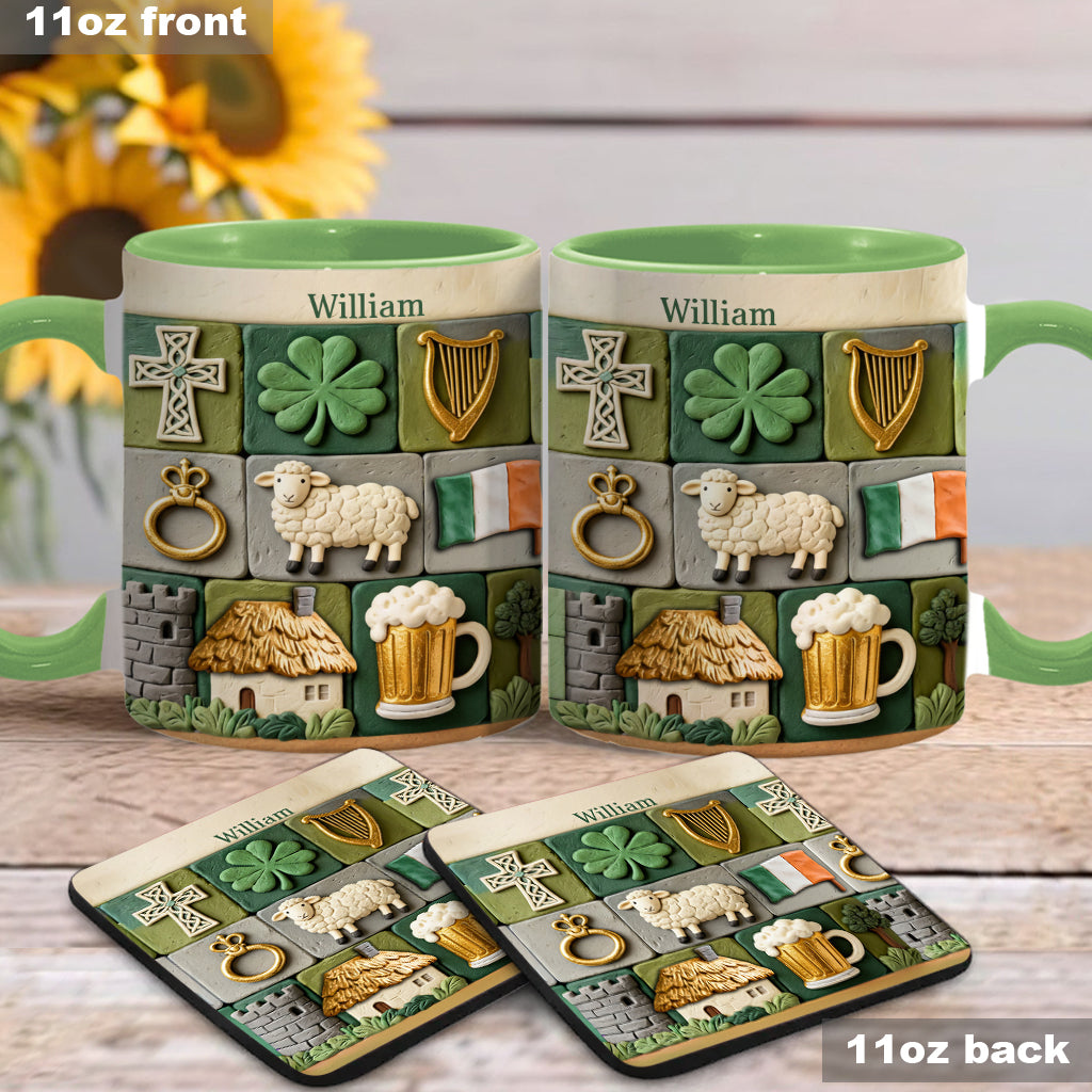 Héritage irlandais - Mug et sous-verre personnalisés avec accent irlandais
