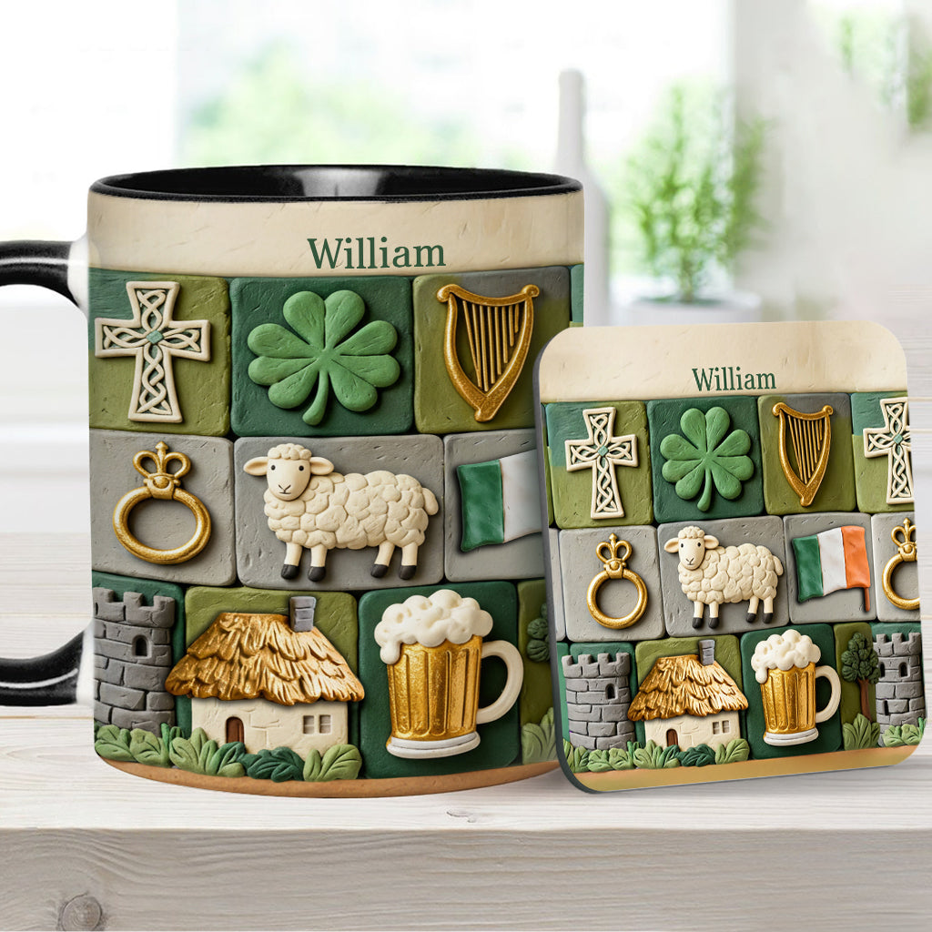 Héritage irlandais - Mug et sous-verre personnalisés avec accent irlandais