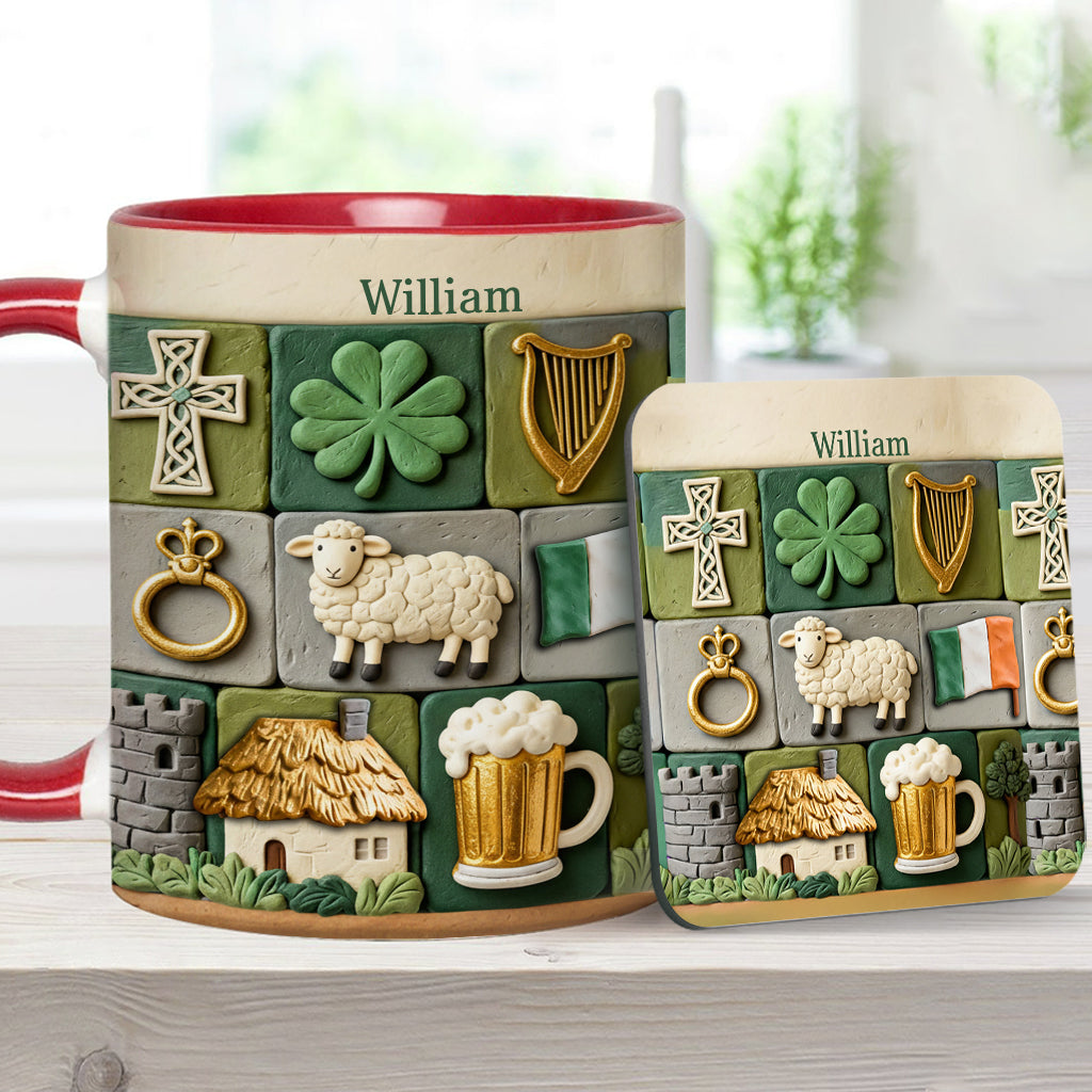 Héritage irlandais - Mug et sous-verre personnalisés avec accent irlandais