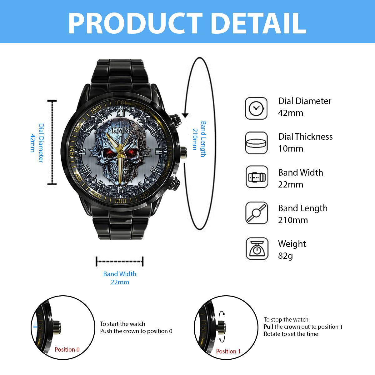 SkullTime - Personalized Skull Hand Watch