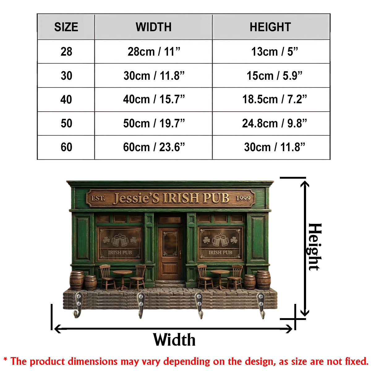 Pub irlandais - Porte-manteau personnalisé de forme irlandaise