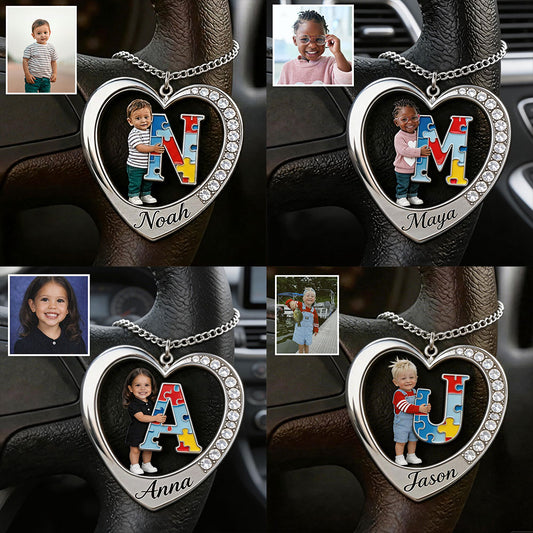 Custom From Any Photo, Car Interior Decoration, Steering Wheel Rosary Charm - Personalized Autism Awareness Bracelet With Charms