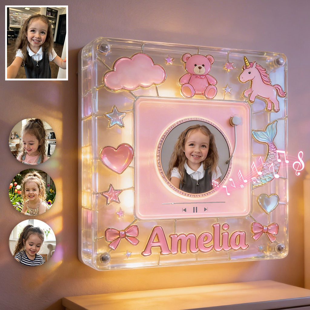 Night Story Telling For Kids - Personalized Kid Rotating Music Magnet With Light