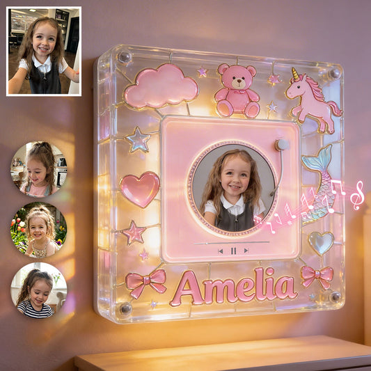 Night Story Telling For Kids - Personalized Kid Rotating Music Magnet With Light