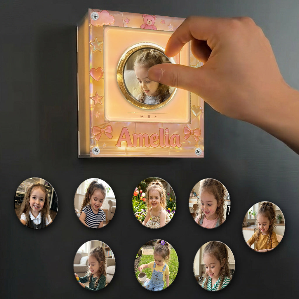 Night Story Telling For Kids - Personalized Kid Rotating Music Magnet With Light