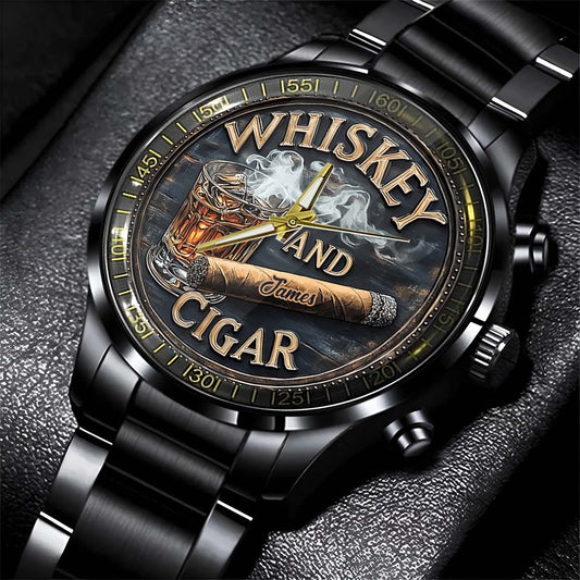 Whisky et cigares - Montre-bracelet personnalisée pour whisky