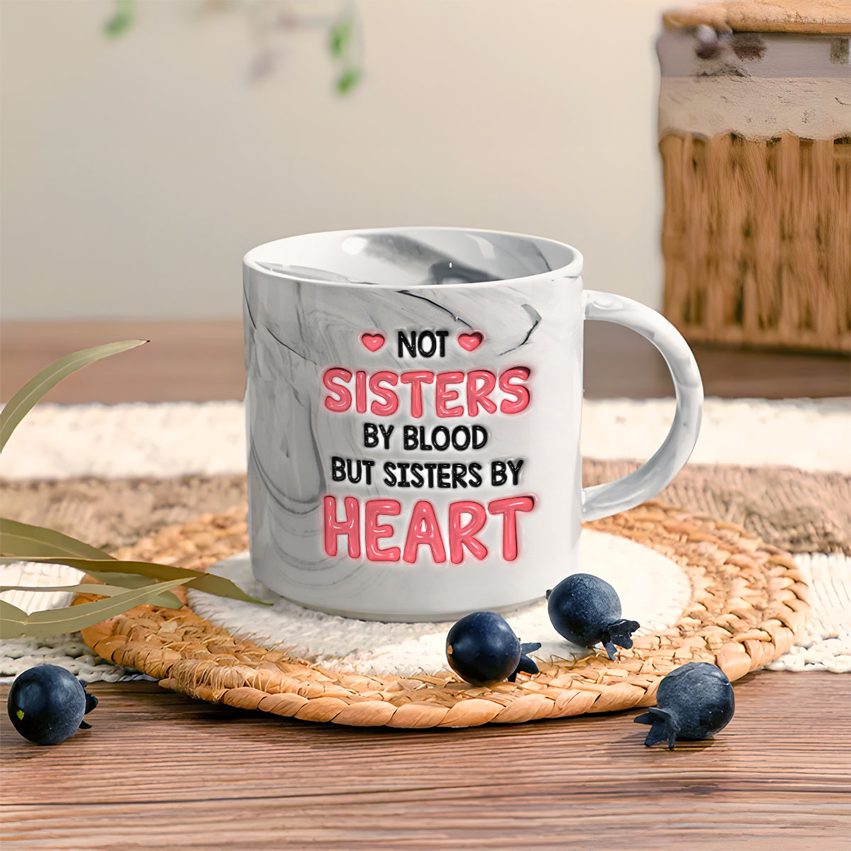 Sister By Heart - Personalized Bestie Marble Mug