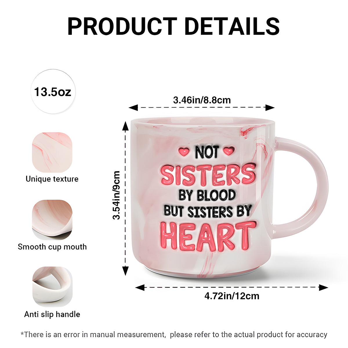 Sister By Heart - Personalized Bestie Marble Mug