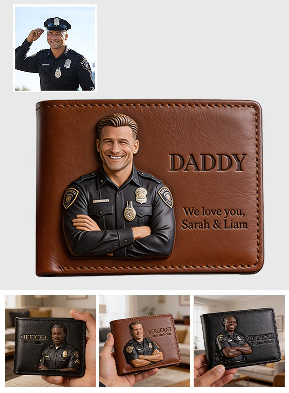 Custom Any Photo - Personalized Police Officer Leather Wallet
