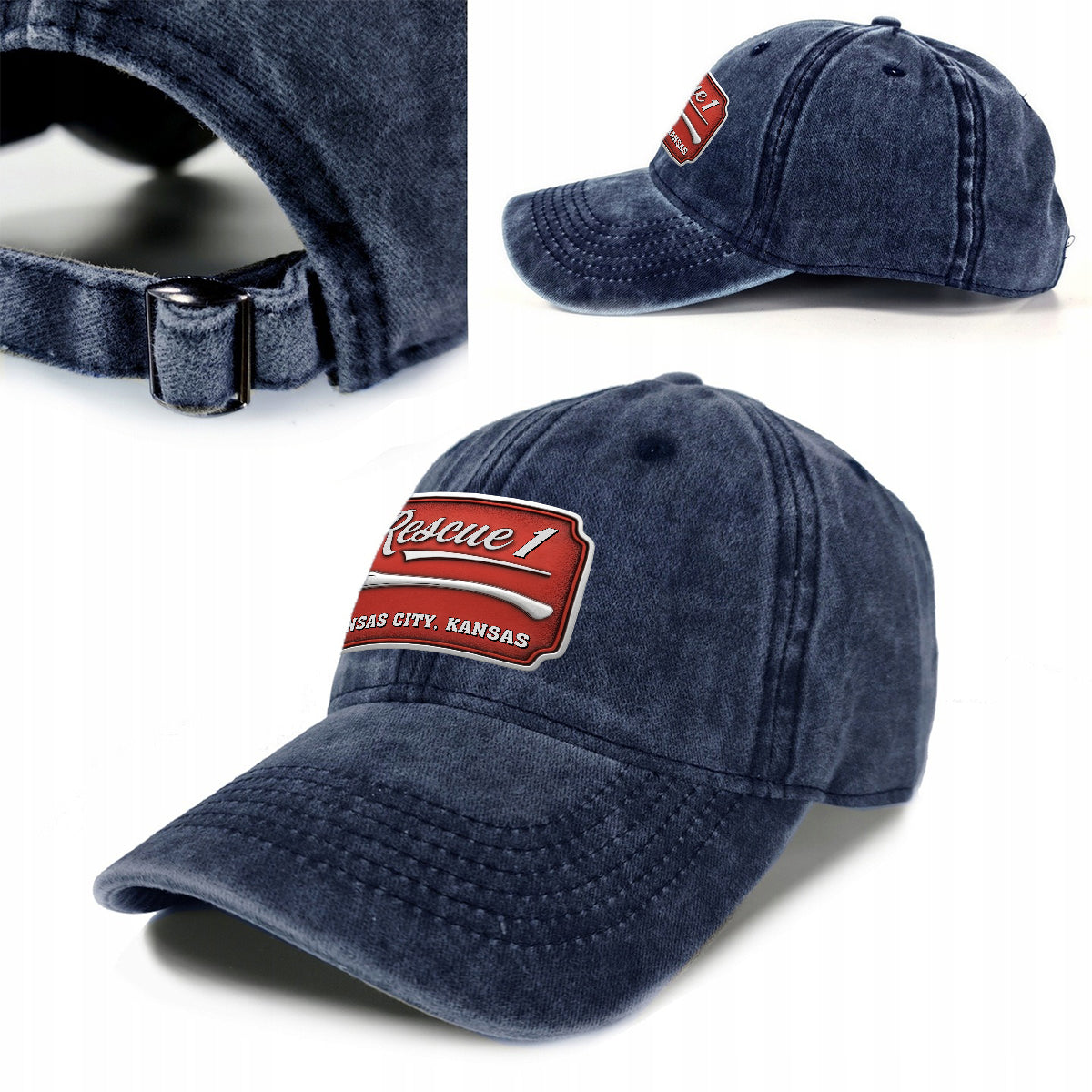Casquette de pompier Due - Casquette en denim délavé personnalisée pour pompier