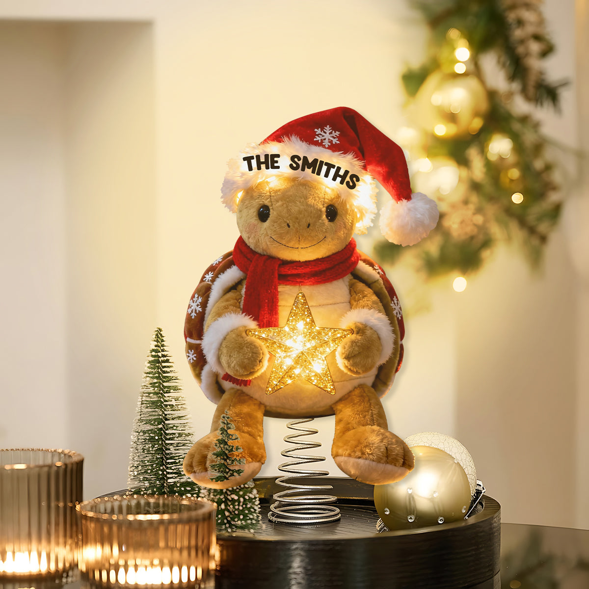 Joyeux Noël - Décoration de sapin lumineuse LED personnalisée en forme de tortue