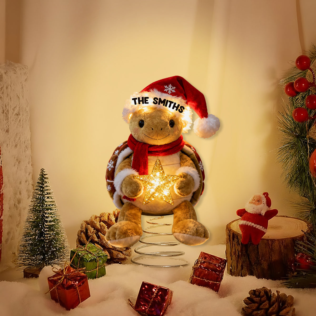 Joyeux Noël - Décoration de sapin lumineuse LED personnalisée en forme de tortue