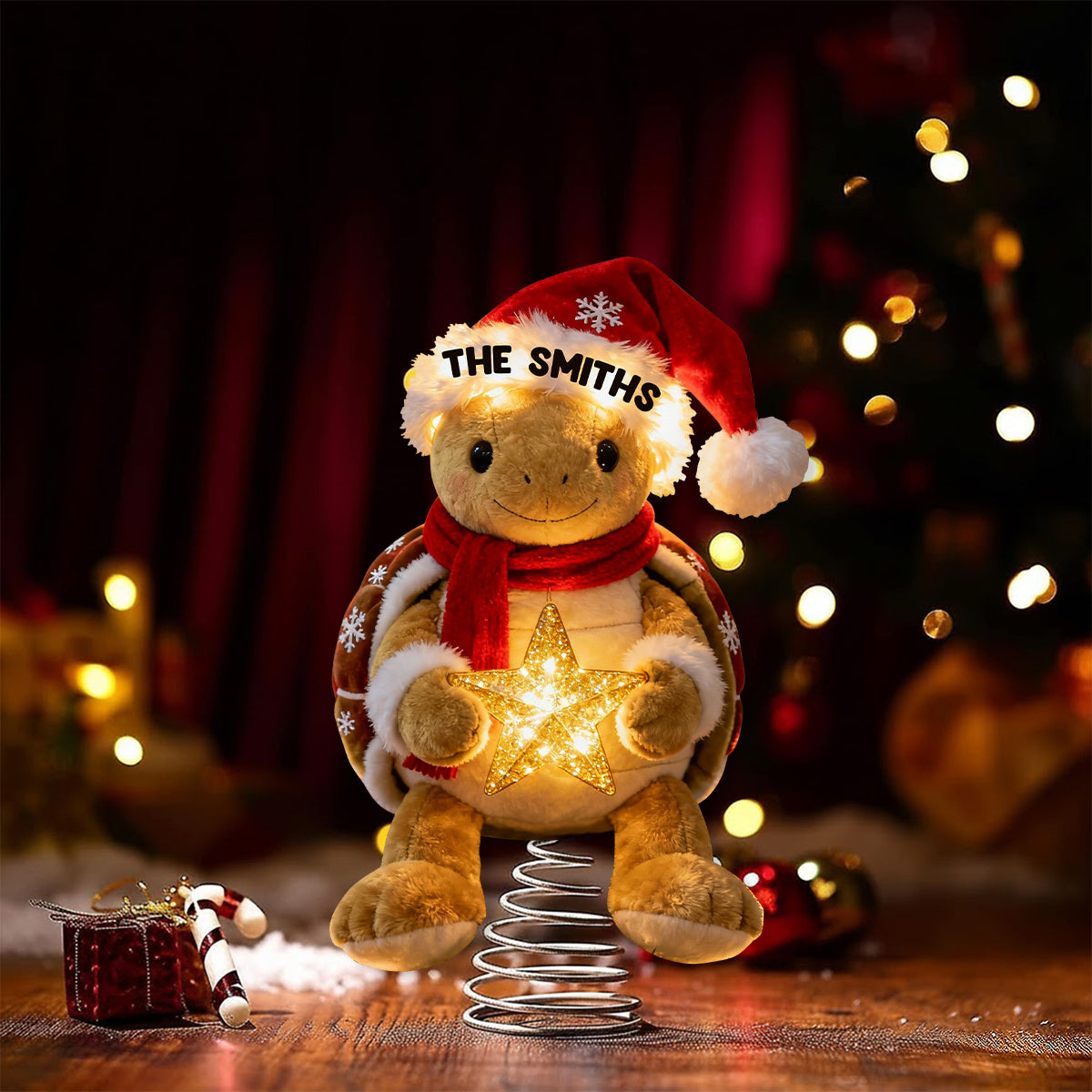 Joyeux Noël - Décoration de sapin lumineuse LED personnalisée en forme de tortue