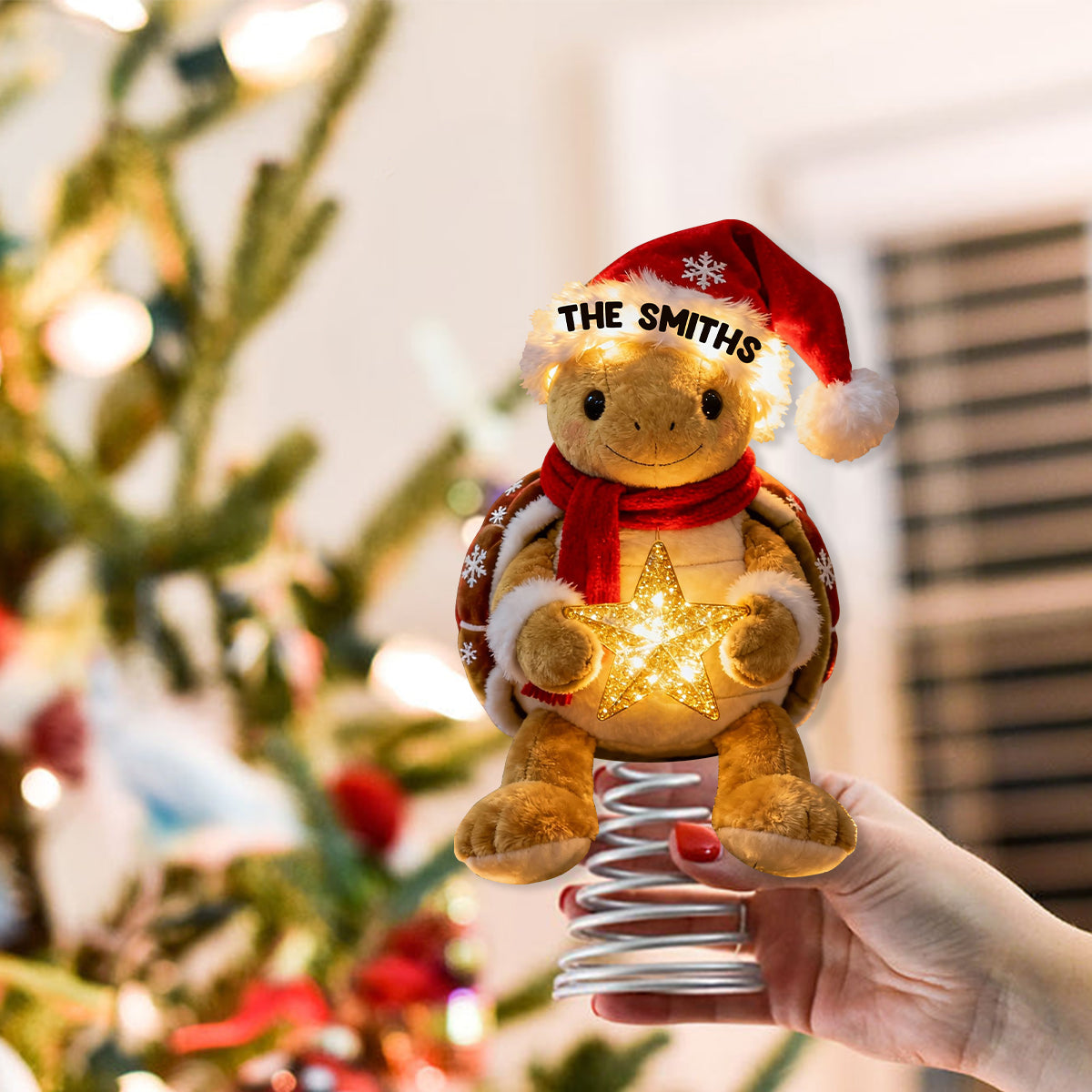 Joyeux Noël - Décoration de sapin lumineuse LED personnalisée en forme de tortue