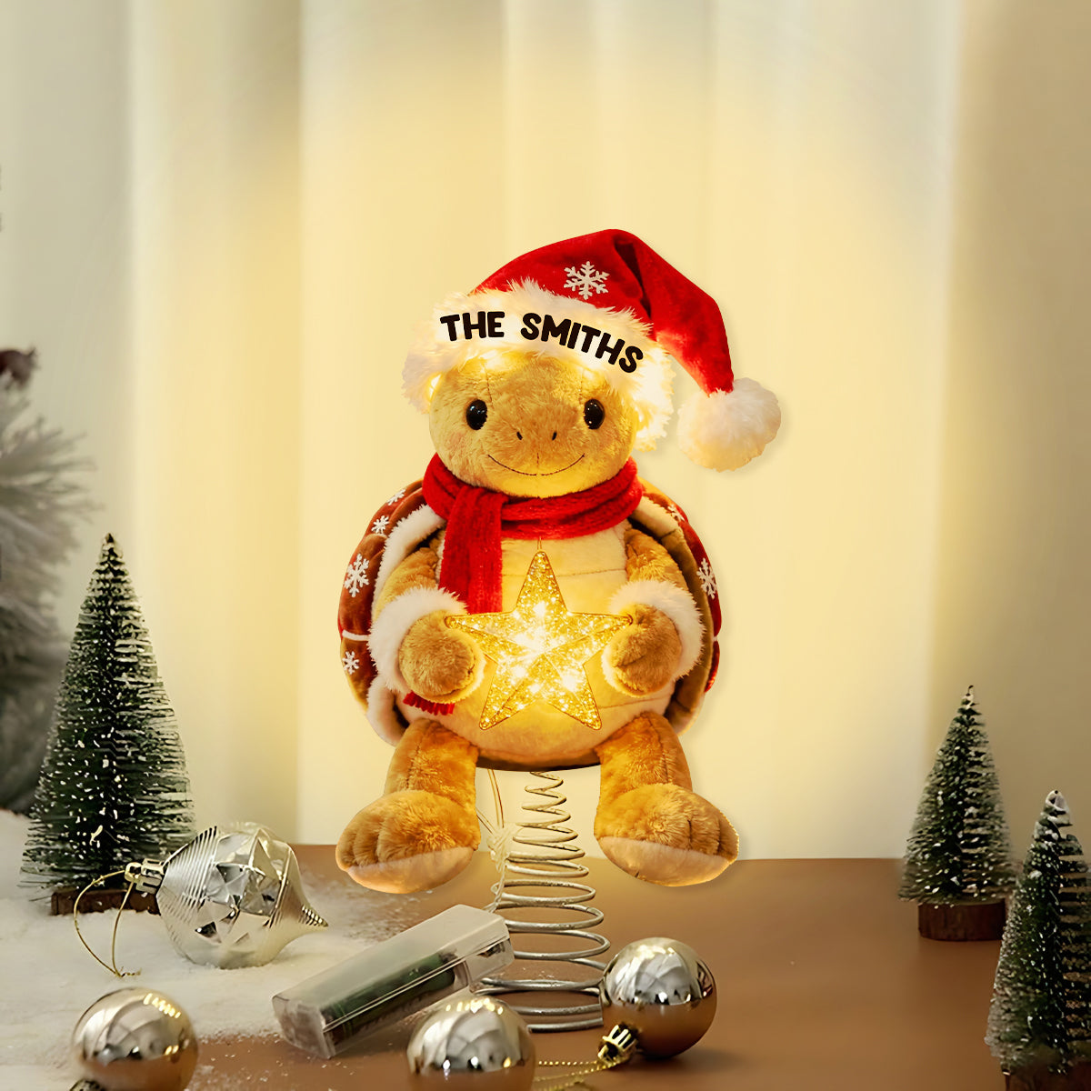 Joyeux Noël - Décoration de sapin lumineuse LED personnalisée en forme de tortue
