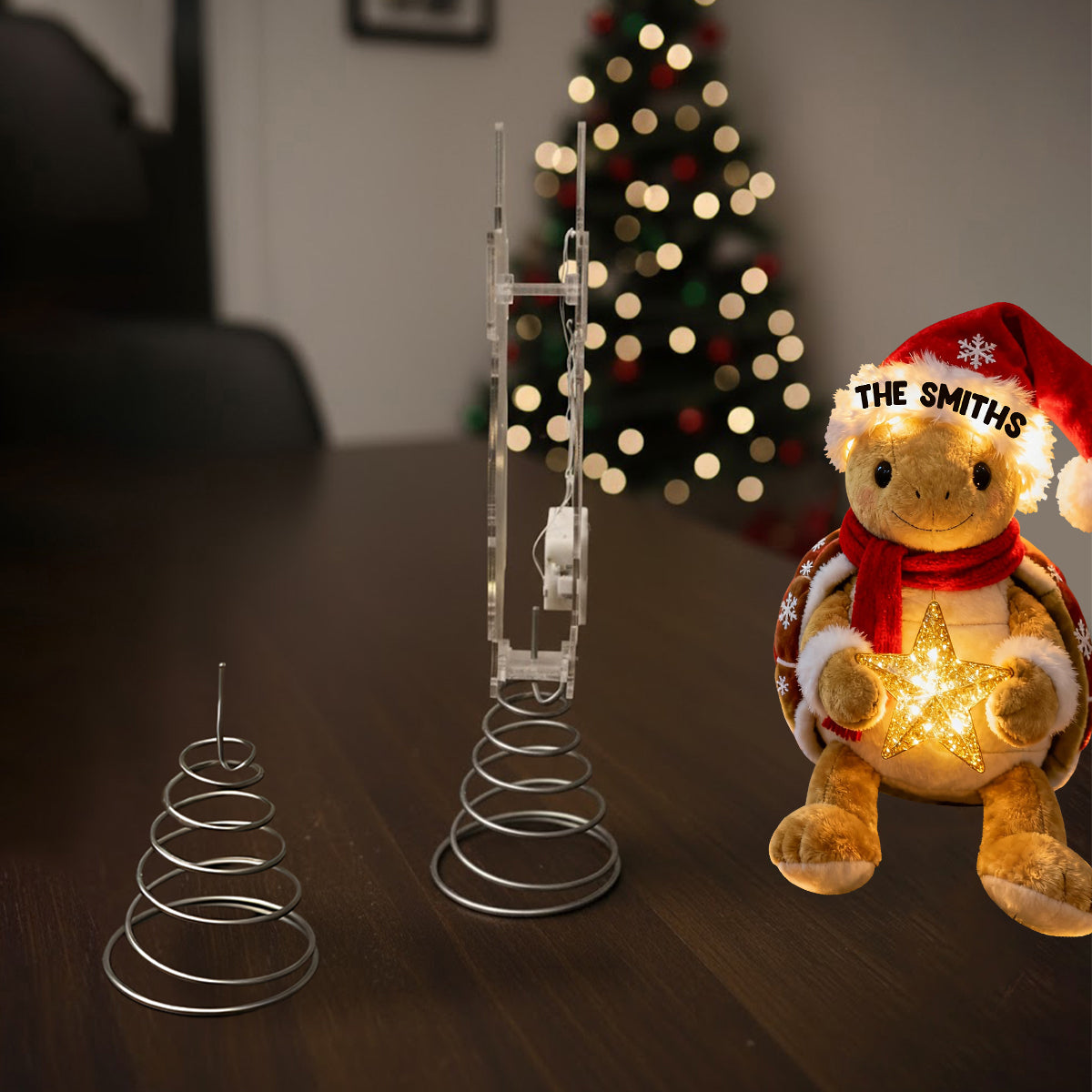 Joyeux Noël - Décoration de sapin lumineuse LED personnalisée en forme de tortue