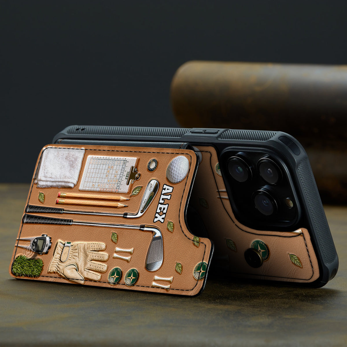 Vivez le golf - Étui portefeuille de téléphone personnalisé sur le thème du golf, entièrement imprimé