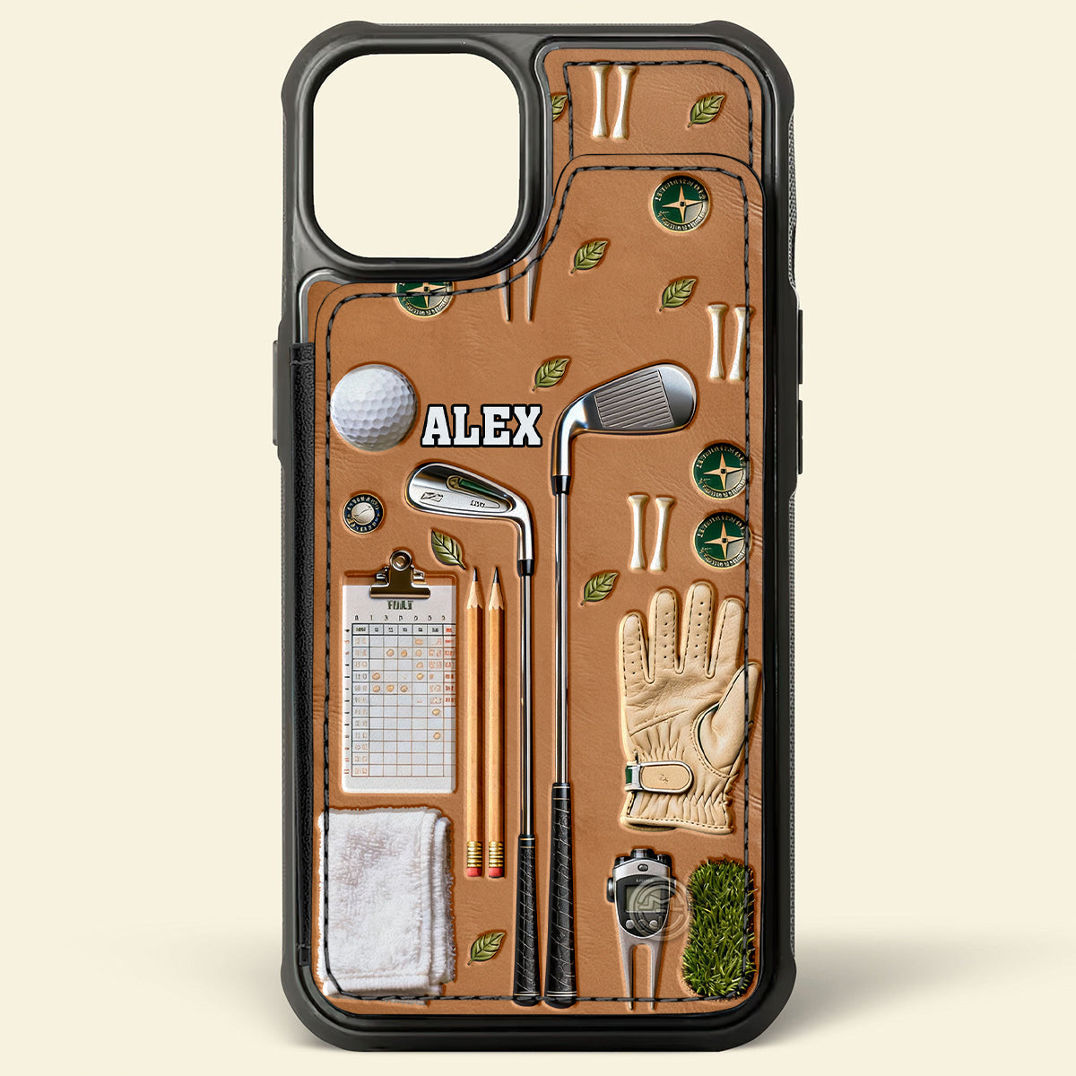 Vivez le golf - Étui portefeuille de téléphone personnalisé sur le thème du golf, entièrement imprimé