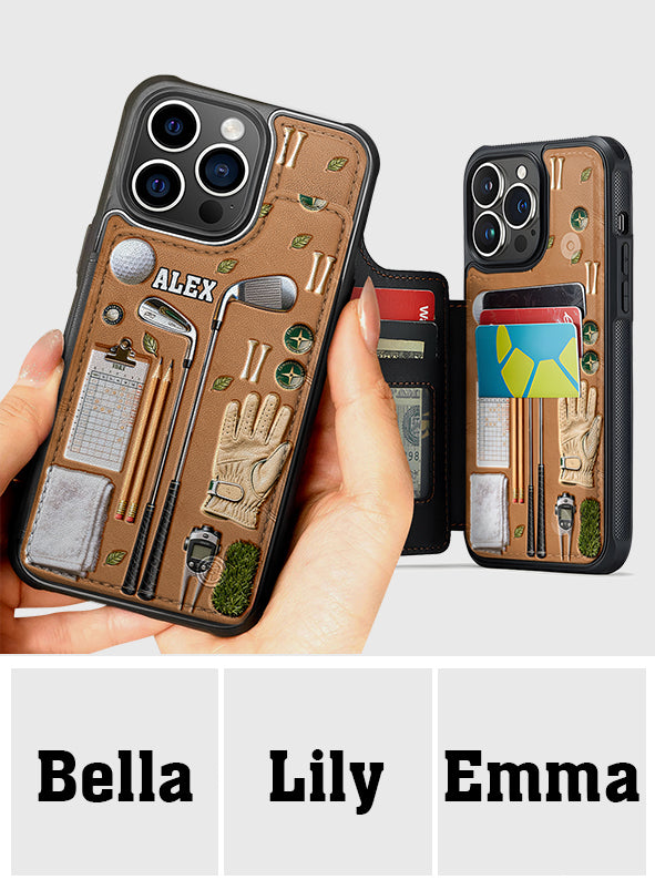 Vivez le golf - Étui portefeuille de téléphone personnalisé sur le thème du golf, entièrement imprimé