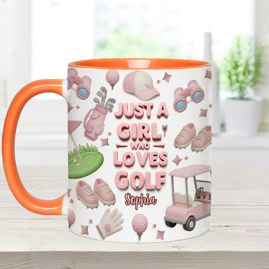 Mug personnalisé « Juste une fille qui adore le golf »