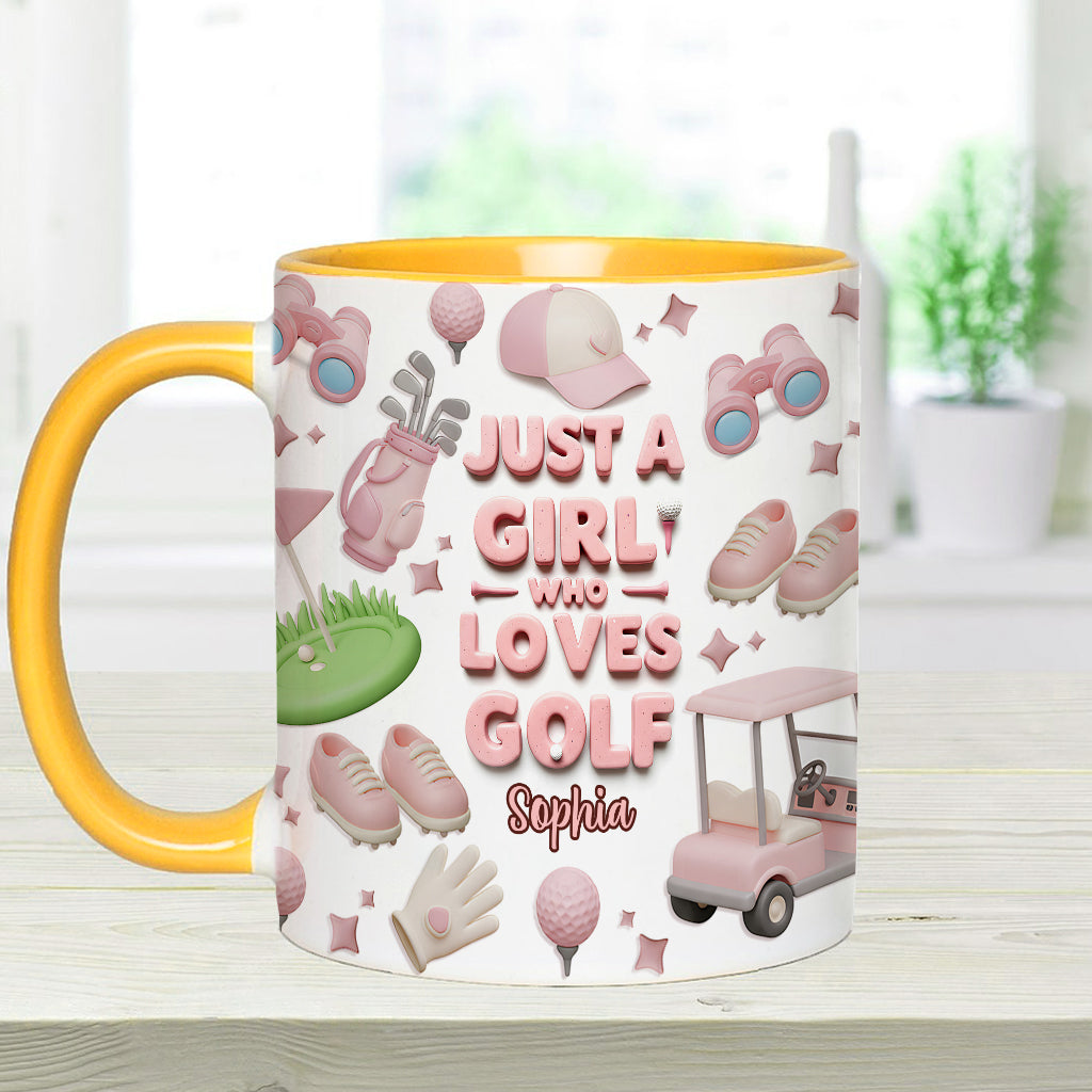 Mug personnalisé « Juste une fille qui adore le golf »