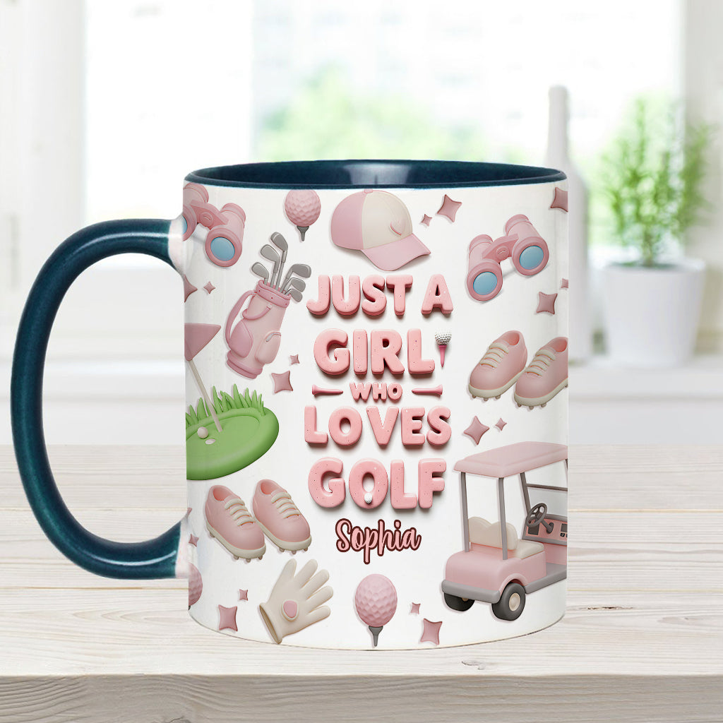 Mug personnalisé « Juste une fille qui adore le golf »