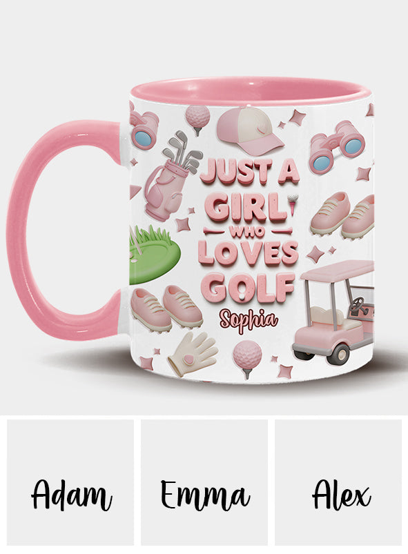 Mug personnalisé « Juste une fille qui adore le golf »