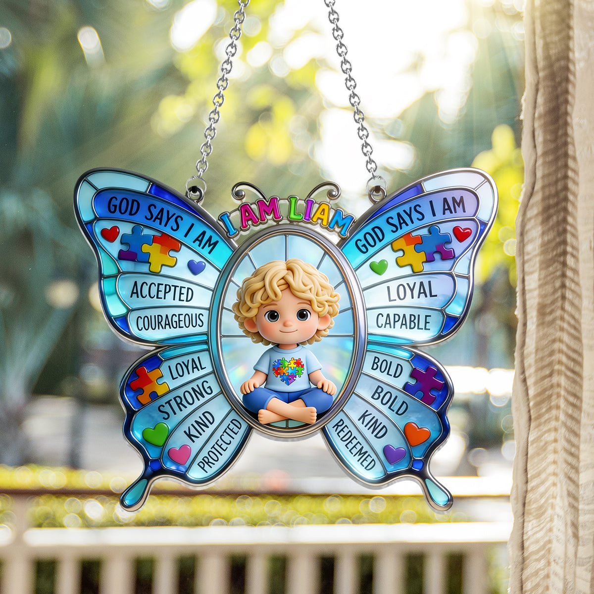 God Says You Are, Autism Awareness - Personalized Autism Awareness Window Hanging Suncatcher Ornament