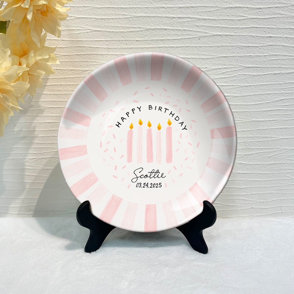 Happy Birthday - Personalized Birthday Ceramic Round Plate