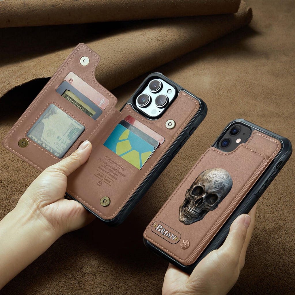 Toi et moi, on gère ça - Étui portefeuille personnalisé en forme de crâne