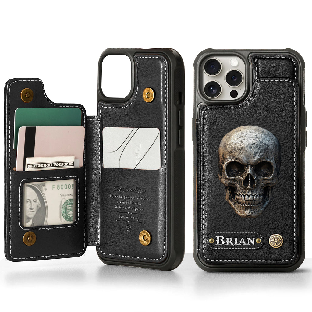 Toi et moi, on gère ça - Étui portefeuille personnalisé en forme de crâne