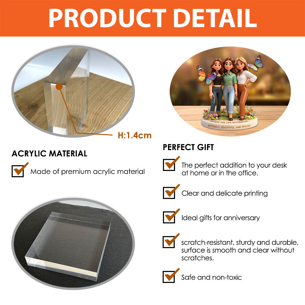 Cadeau idéal pour les sœurs - Plaque acrylique personnalisée en forme de sœur