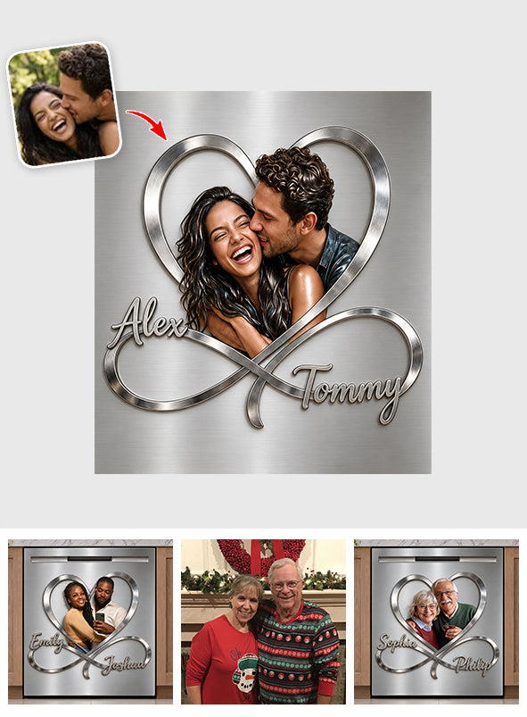 Custom Photo Infinite Love - Personalized Couple Dishwasher Cover