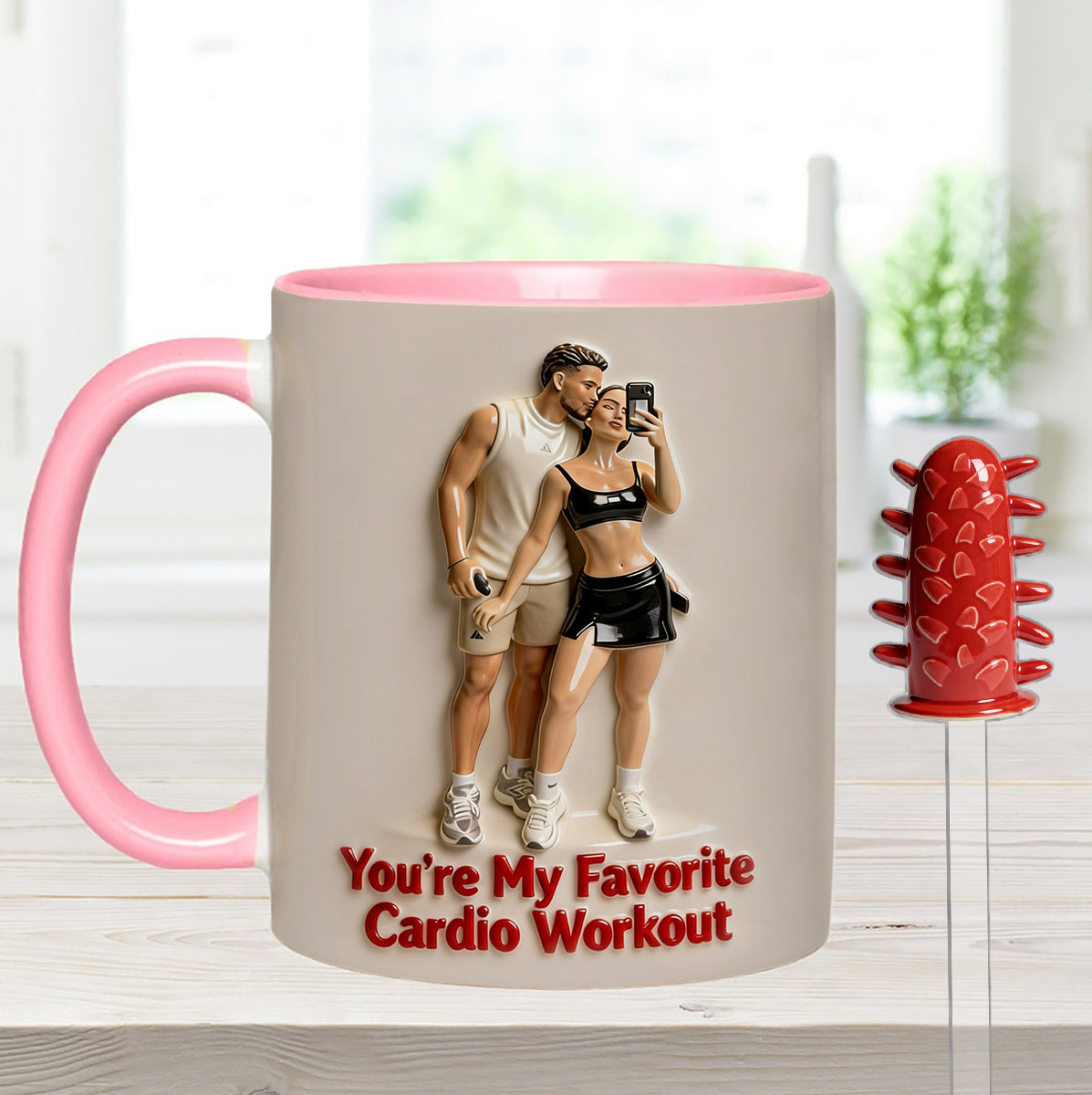 Custom From Any Photo - Personalized Spicy Couple Set Accent Mug with Acrylic Stirrers