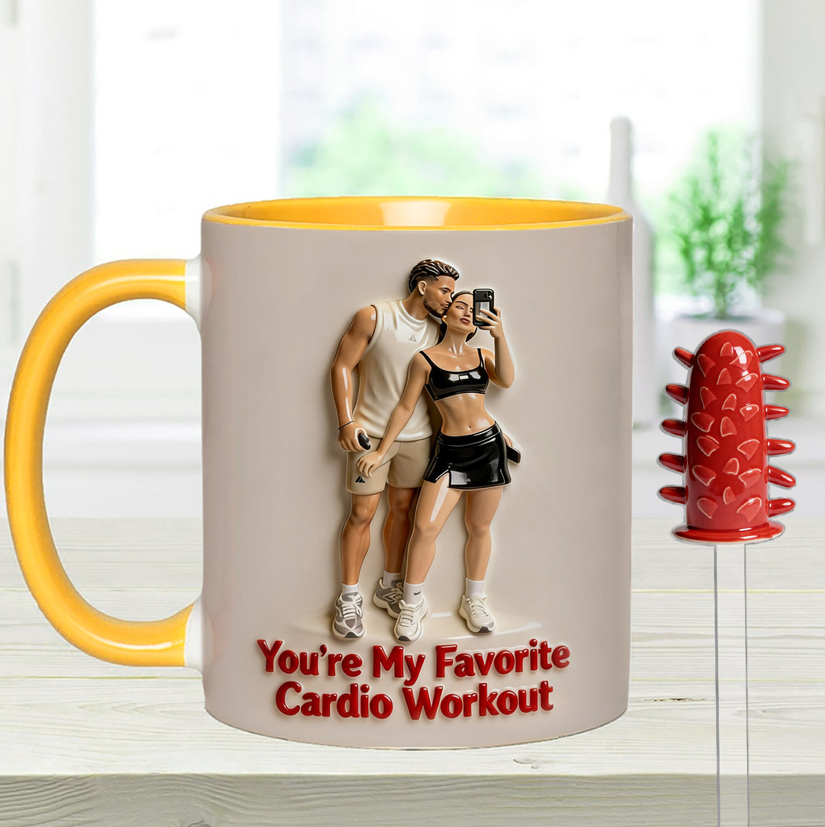 Custom From Any Photo - Personalized Spicy Couple Set Accent Mug with Acrylic Stirrers